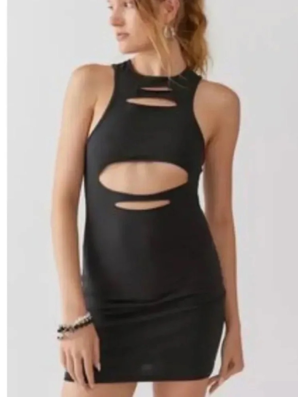 NWT Slashed Cutout Bodycon Mini Dress in Black